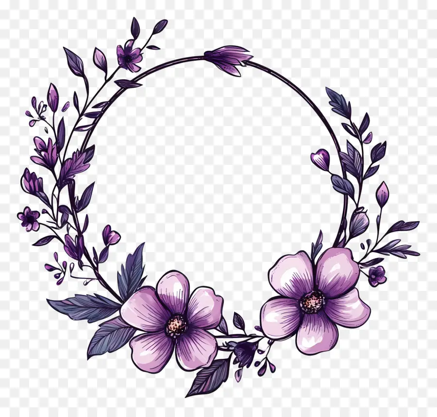 Marco De Flores，Corona Floral Morada PNG