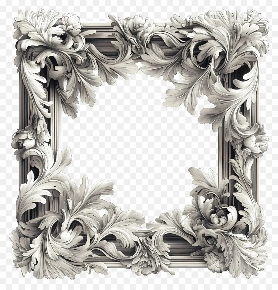 Marco Rectangular，Marco Floral PNG