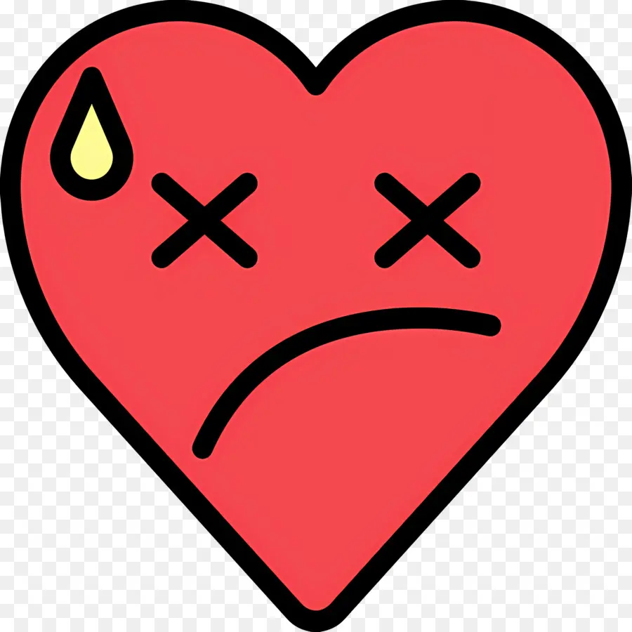 Emojis De Corazon，Corazón Rojo Con Sudor PNG