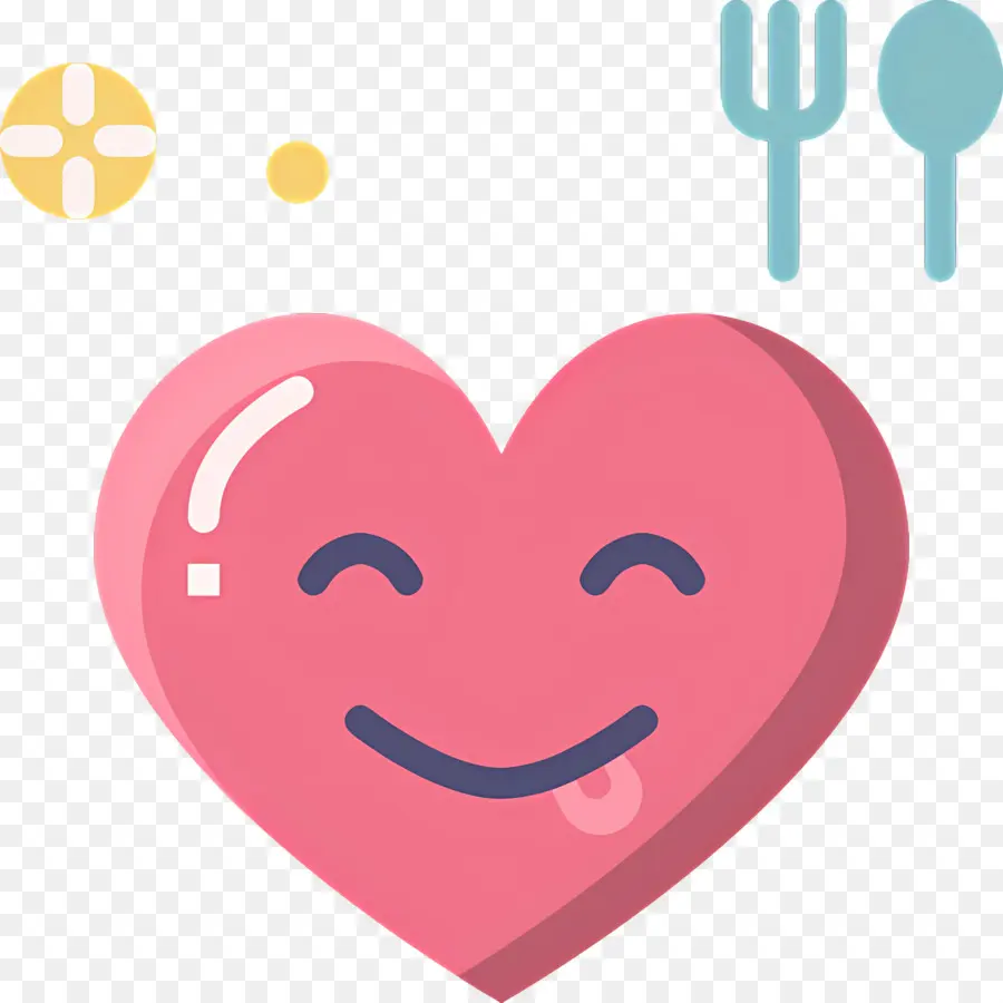 Emojis De Corazon，Corazón Feliz Con Utensilios PNG