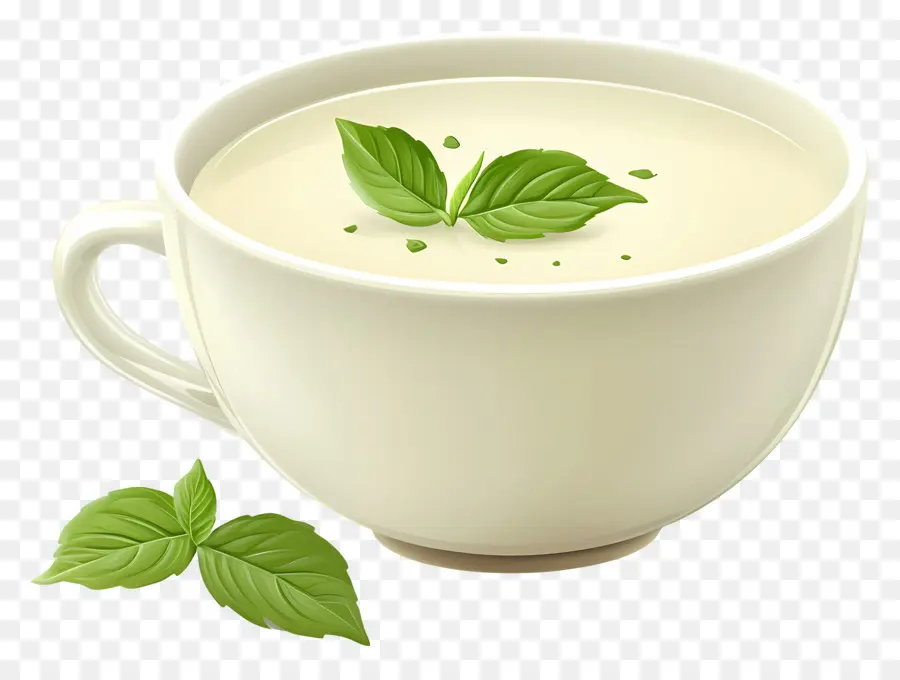 Vichyssoise，Sopa Con Hojas De Albahaca PNG