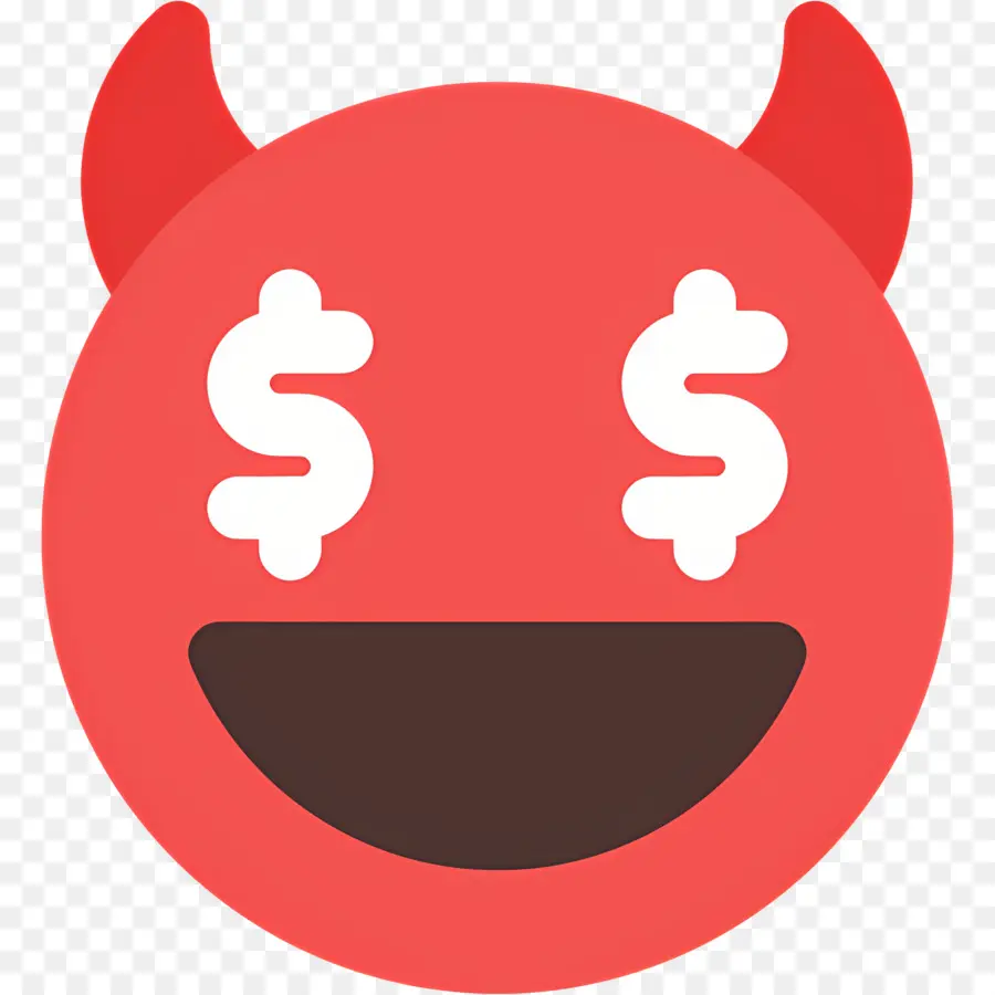 Diablo Emoji，Emoji Del Diablo Con Ojos De Dólar PNG