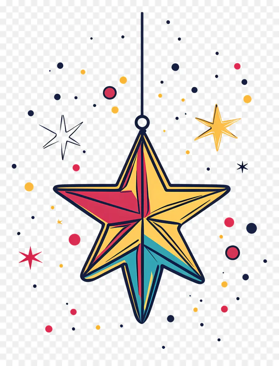 Estrella De Navidad，Adorno De Estrella Colorido PNG