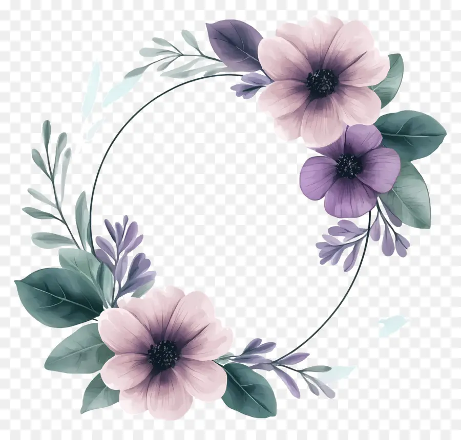 Marco De Flores，Círculo Floral Morado PNG