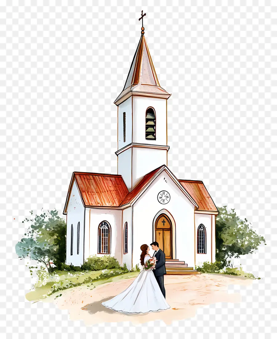 Iglesia De Boda，Pareja De Novios En La Iglesia PNG