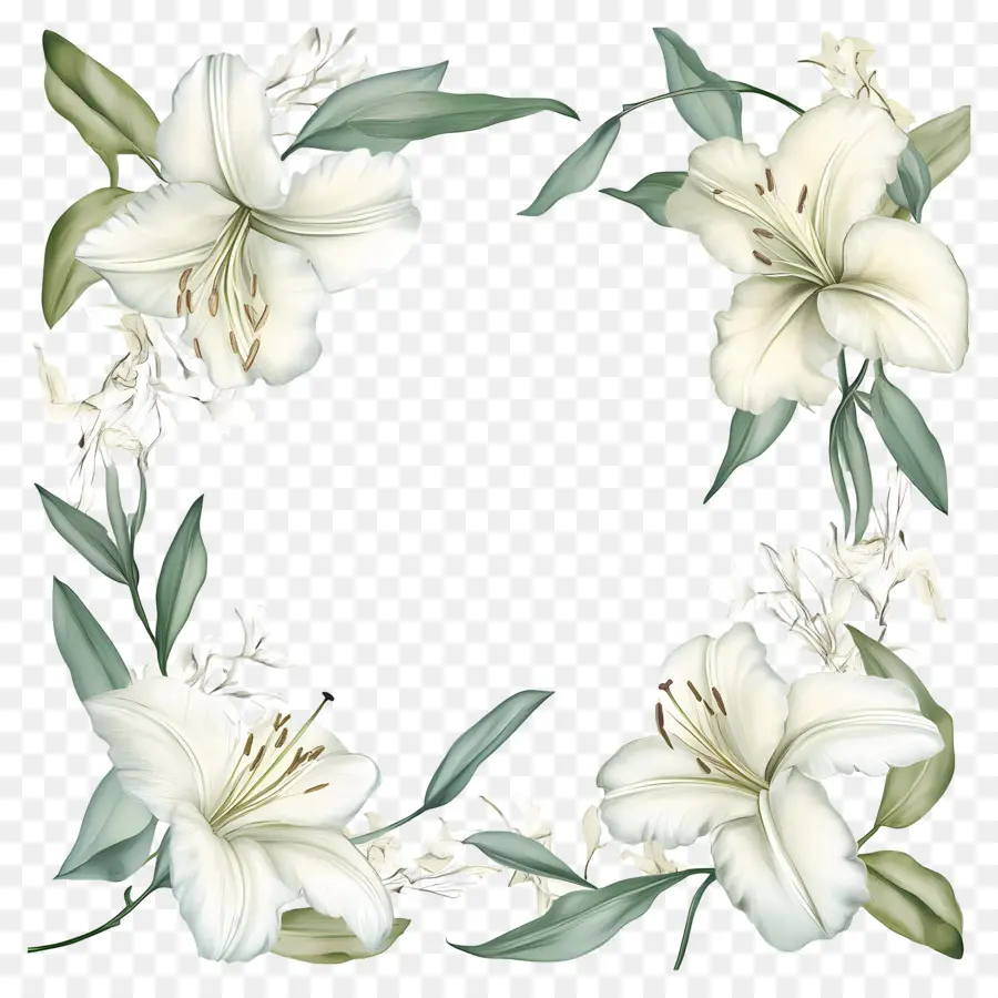 Marco De Flores，Esquina Floral Blanca PNG