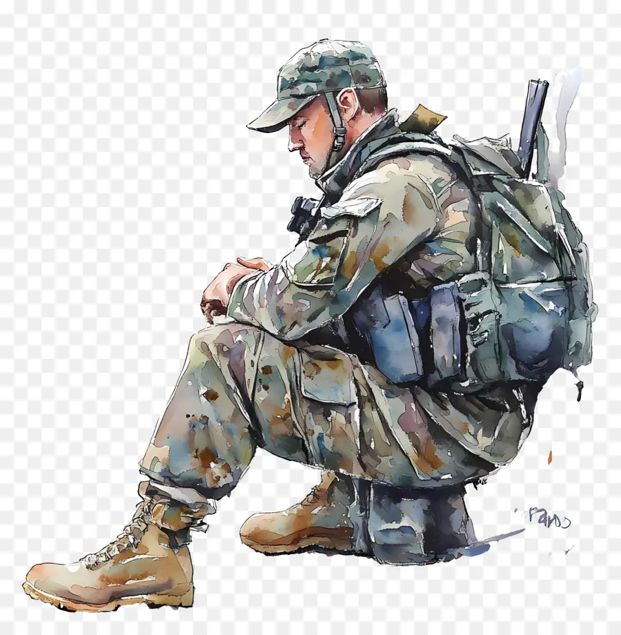 Dia De Los Veteranos，Soldado Sentado PNG