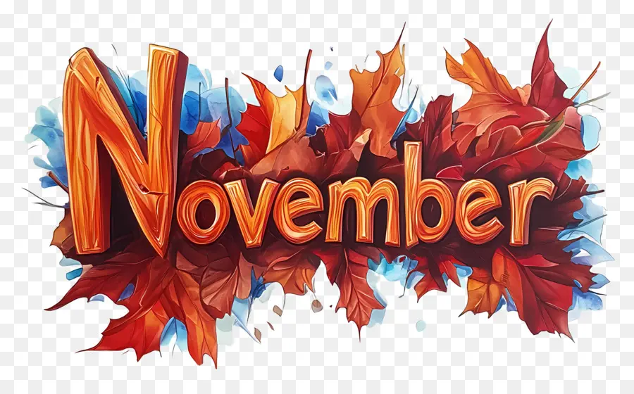 Palabra Noviembre，Hojas De Noviembre PNG