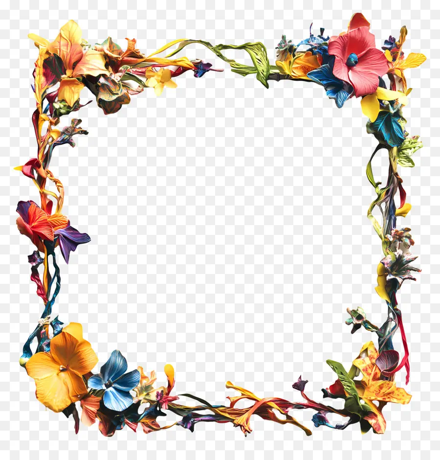 Marco Rectangular，Marco Floral PNG