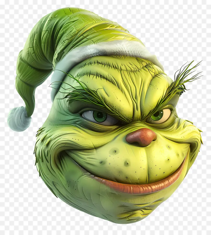 Grinch De Dibujos Animados，Personaje Verde Con Sombrero PNG