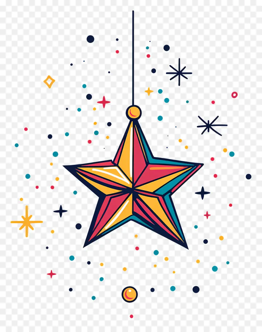 Estrella De Navidad，Adorno De Estrella Colorido PNG