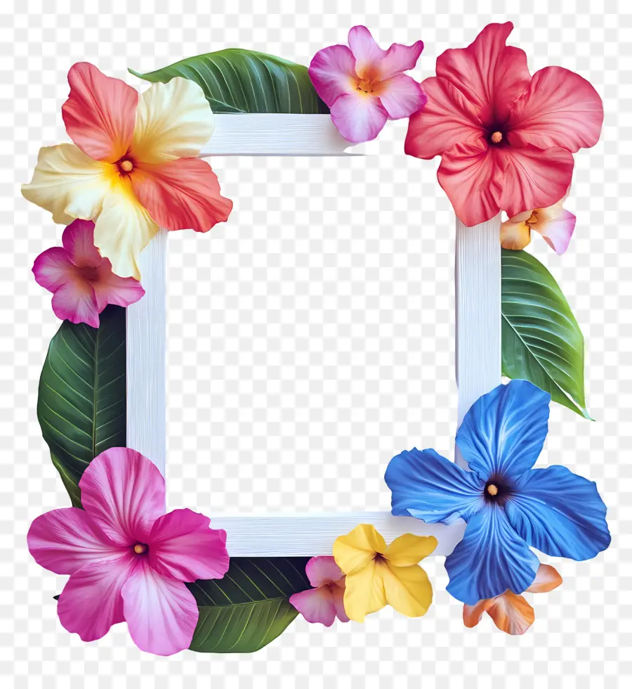 Marco Rectangular，Marco Floral PNG