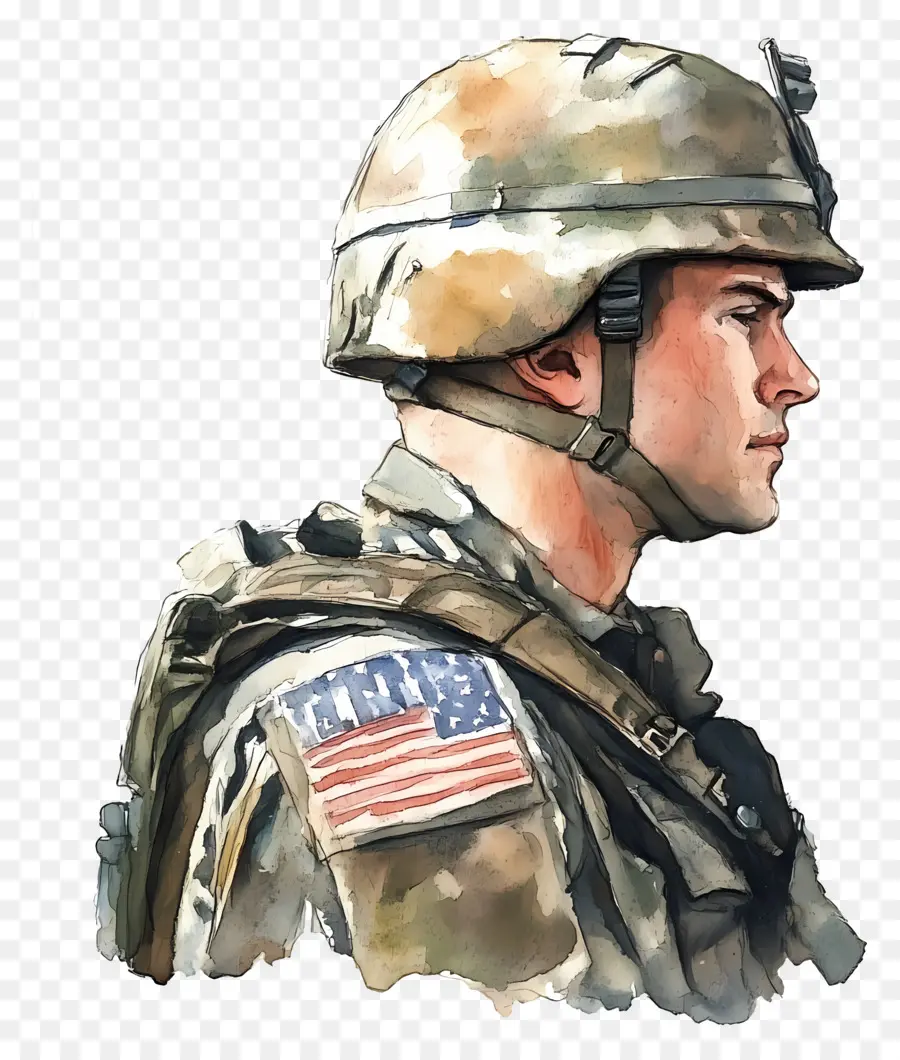 Dia De Los Veteranos，Perfil De Soldado PNG