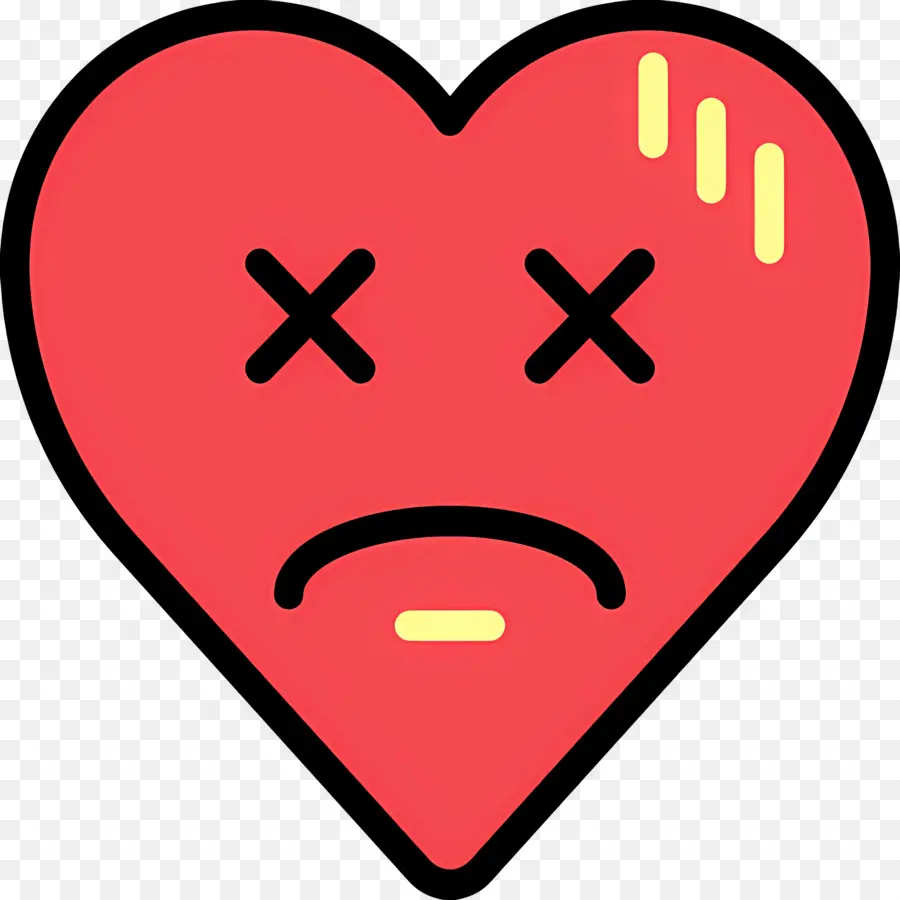 Emojis De Corazon，Corazón Rojo Con Sudor PNG