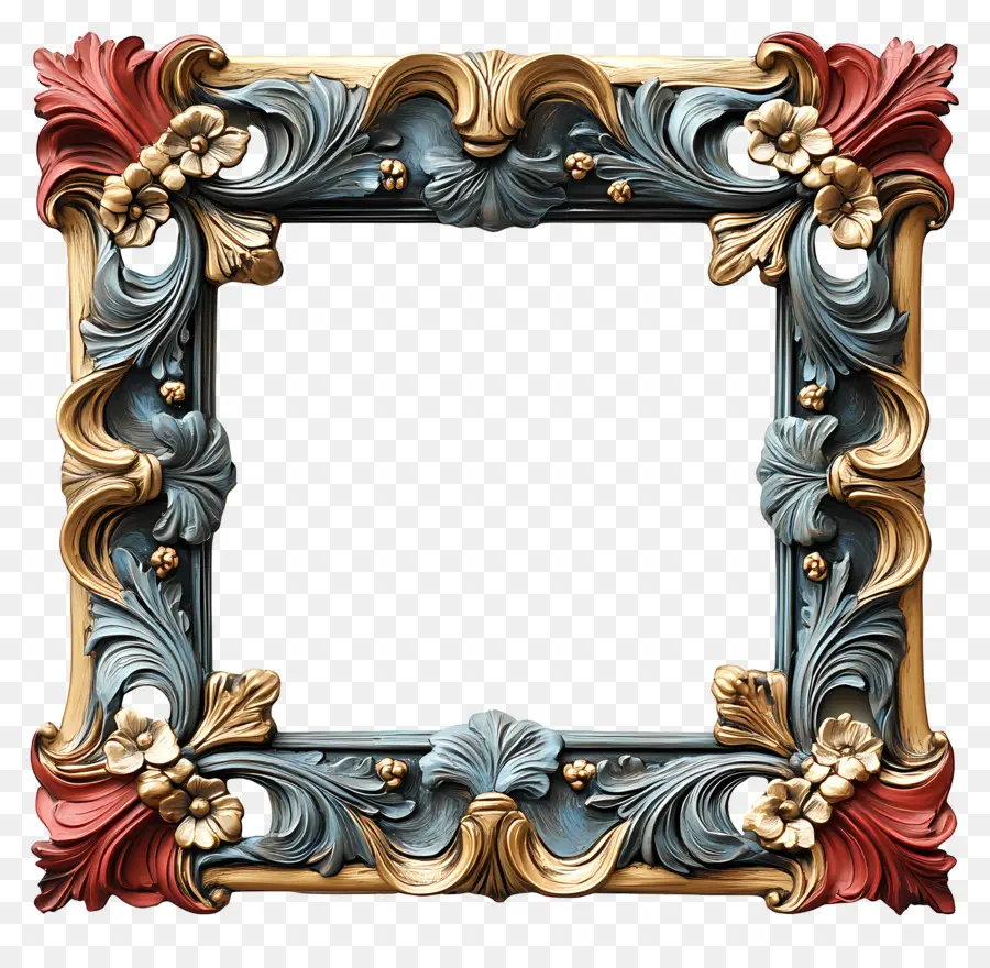 Marco Rectangular，Marco Floral PNG