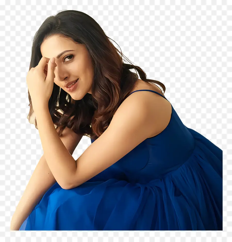 Neha Shetty，Mujer En Vestido Azul PNG