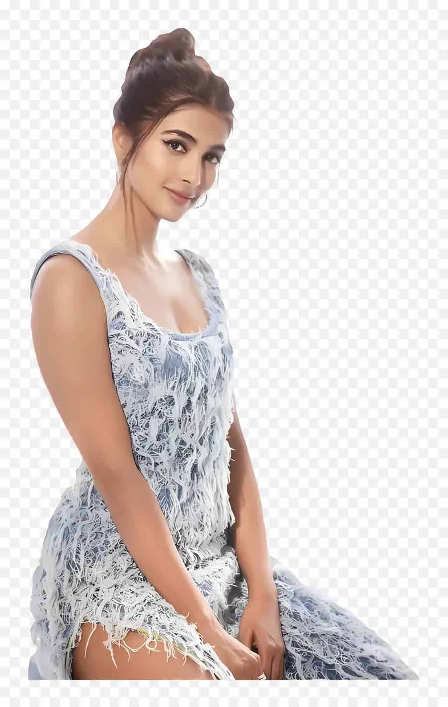 Pooja Hegde，Mujer Con Un Vestido Azul PNG