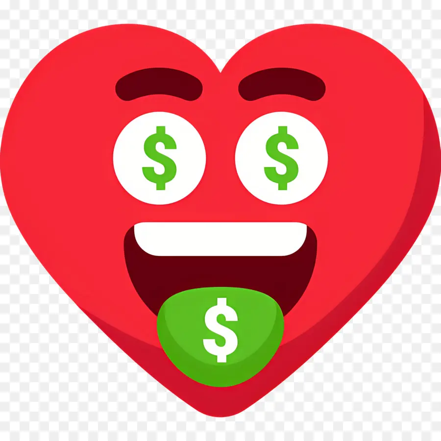 Dinero Emoji，Cara De Corazón Con Ojos De Dólar PNG