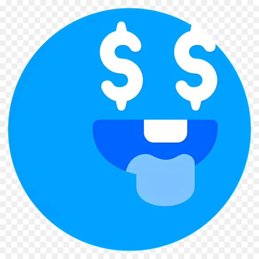 Dinero Emoji，Cara Azul Con Ojos De Dólar PNG