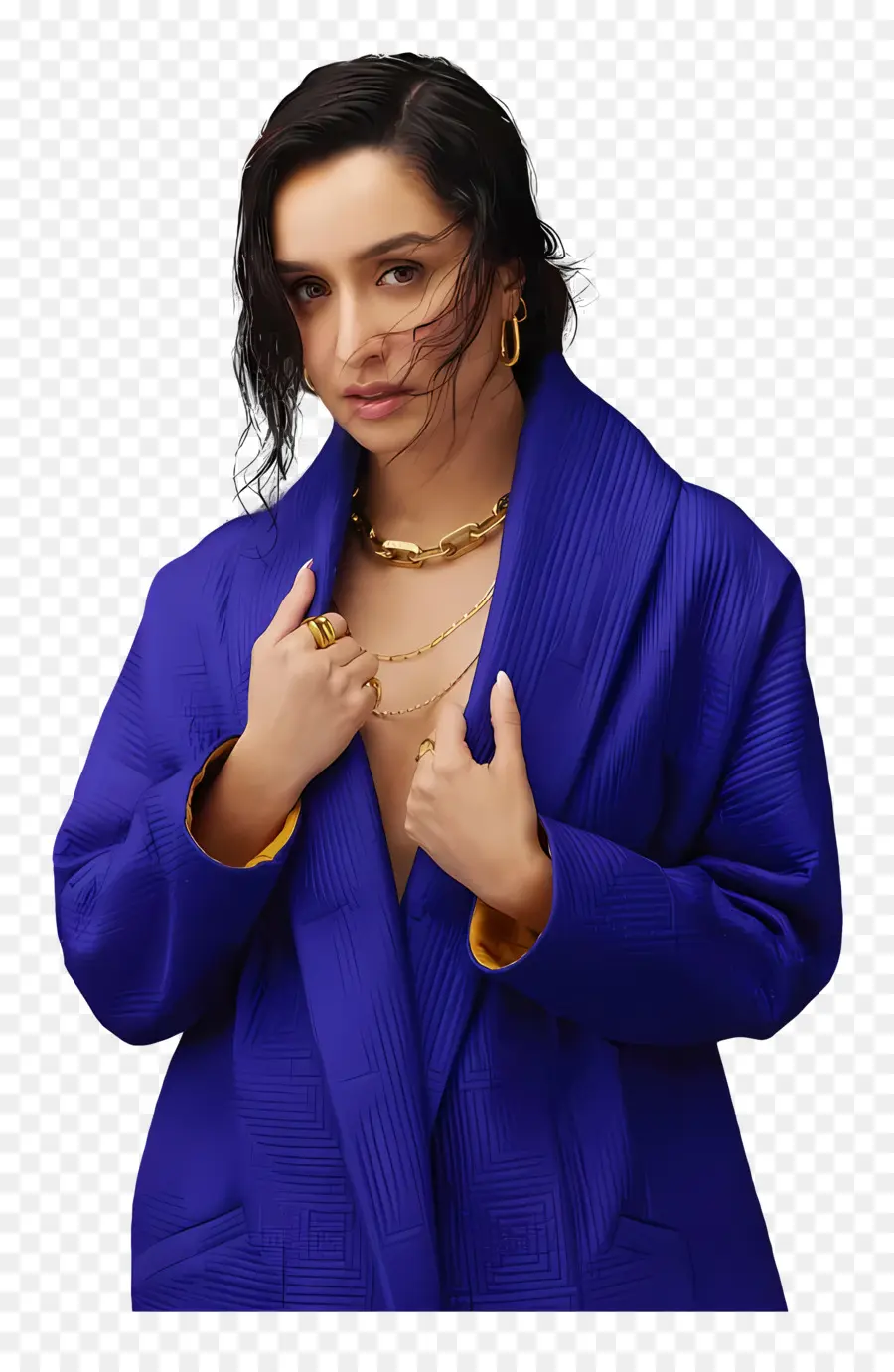 Shraddha Kapoor，Mujer En Abrigo Azul PNG