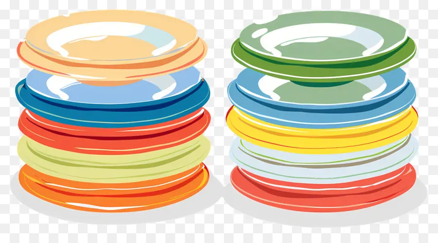 Pila De Platos，Platos Coloridos PNG