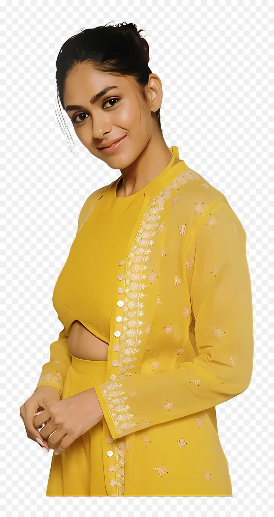 Mrunal Thakur，Traje Amarillo PNG