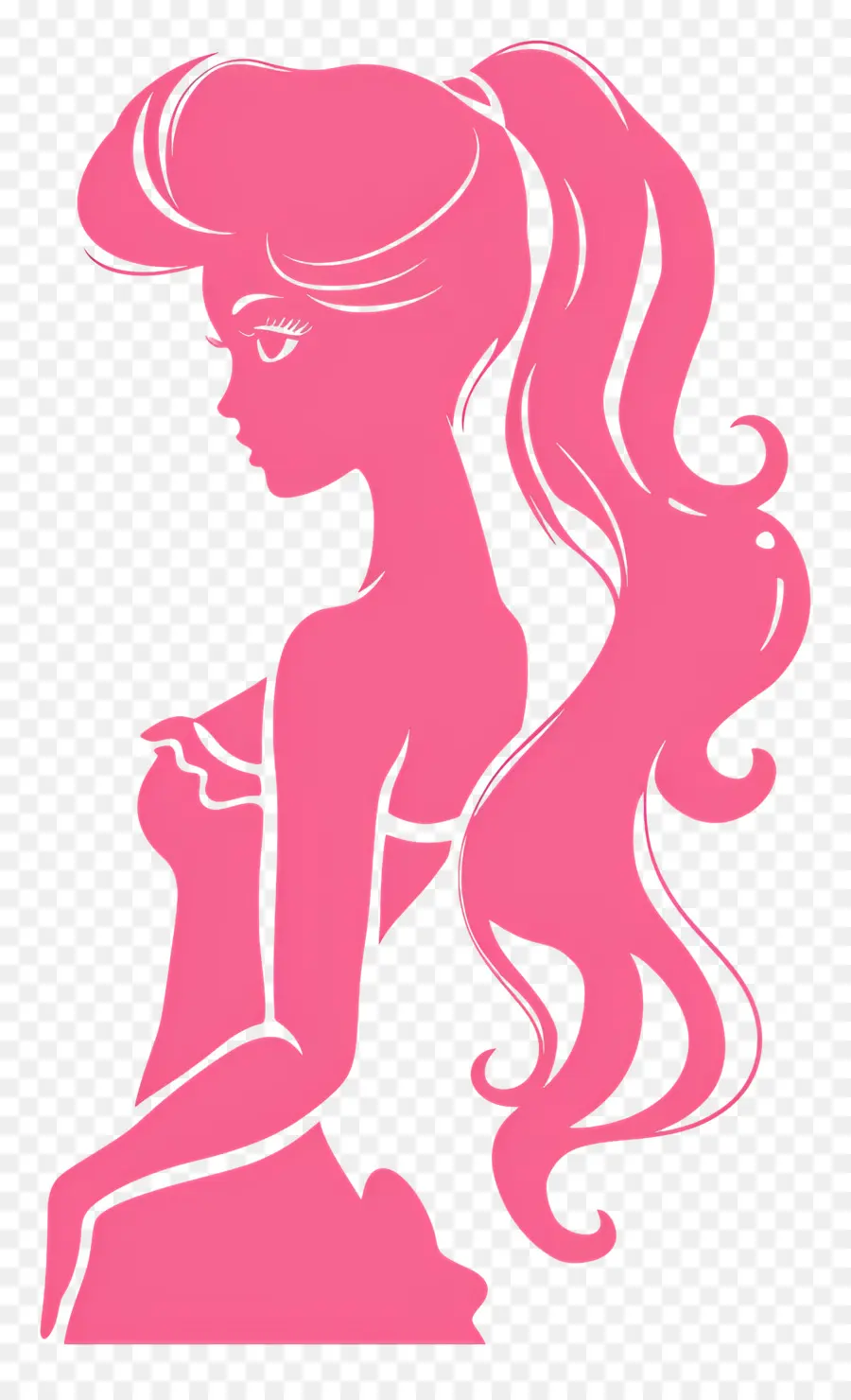 Silueta De Barbie Rosa，Silueta De Mujer Con Cola De Caballo PNG