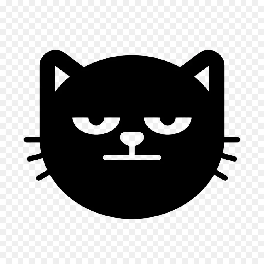 Emojis De Gato，Cara De Gato Negro PNG