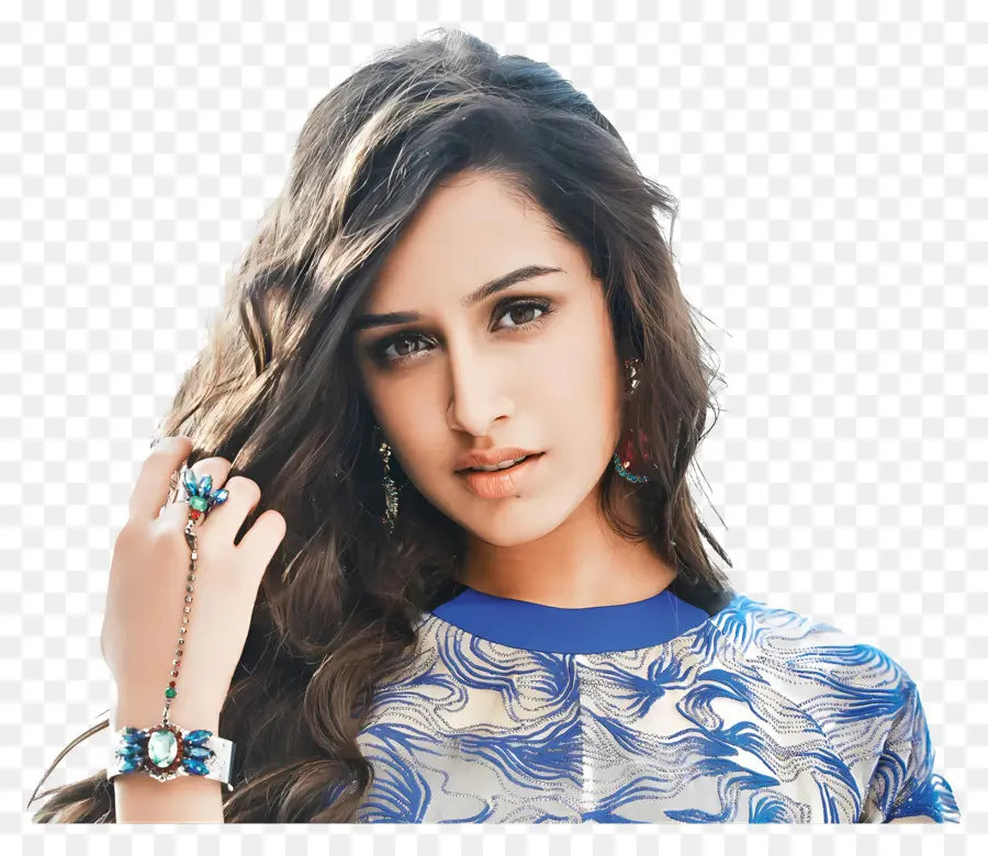 Shraddha Kapoor，Mujer En Azul Y Blanco PNG