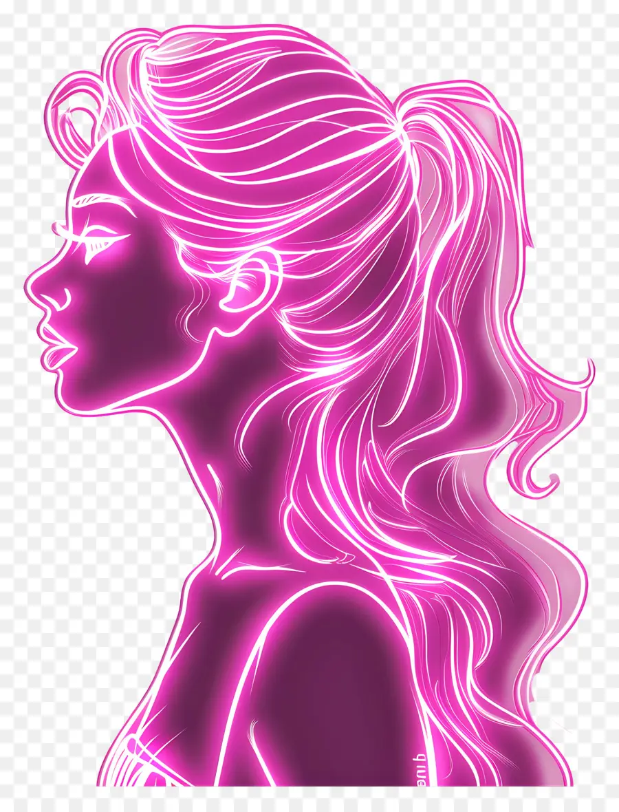 Silueta De Barbie Rosa，Silueta De Neón De Mujer PNG