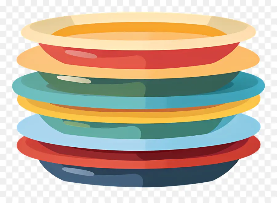 Pila De Platos，Platos Coloridos PNG