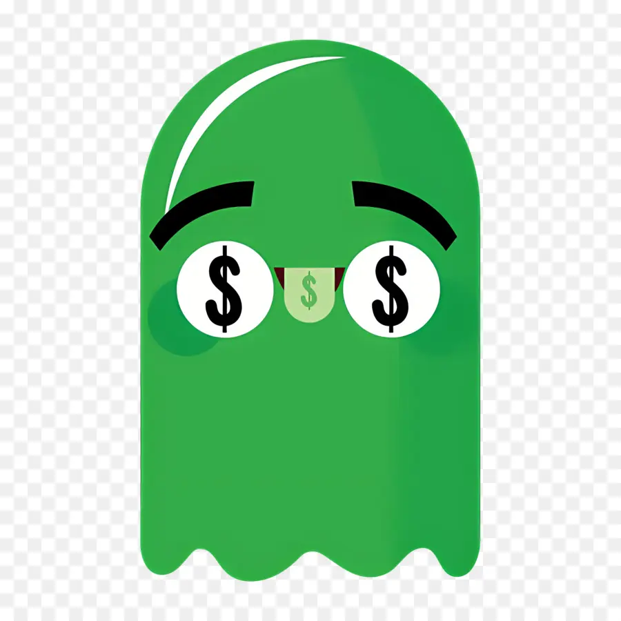 Emoji Fantasma，Fantasma Verde Con Ojos De Dólar PNG