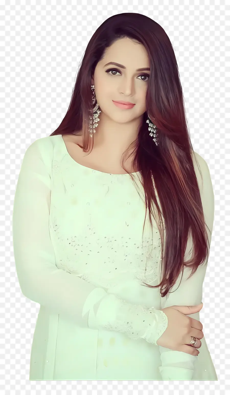 Bhavana，Mujer En Vestido Blanco PNG