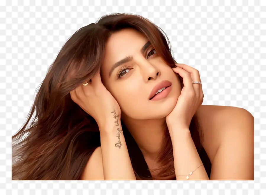 Priyanka Chopra Jonas，Mujer Con Las Manos En La Cara PNG