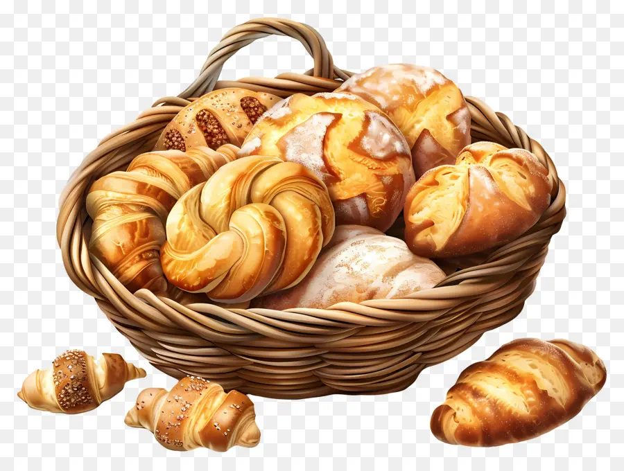 Cesta De Pan，Cesta De Croissants PNG