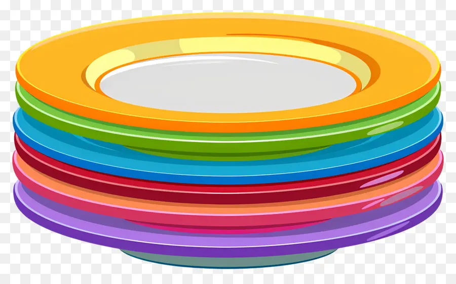 Pila De Platos，Platos Coloridos PNG