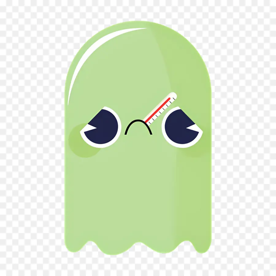 Emoji Fantasma，Fantasma Verde Enfermo PNG