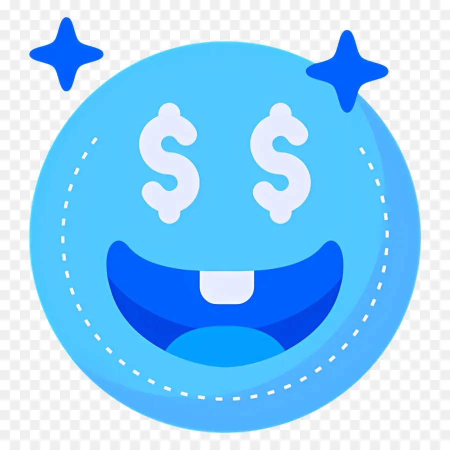 Dinero Emoji，Cara Azul Con Ojos De Dólar PNG