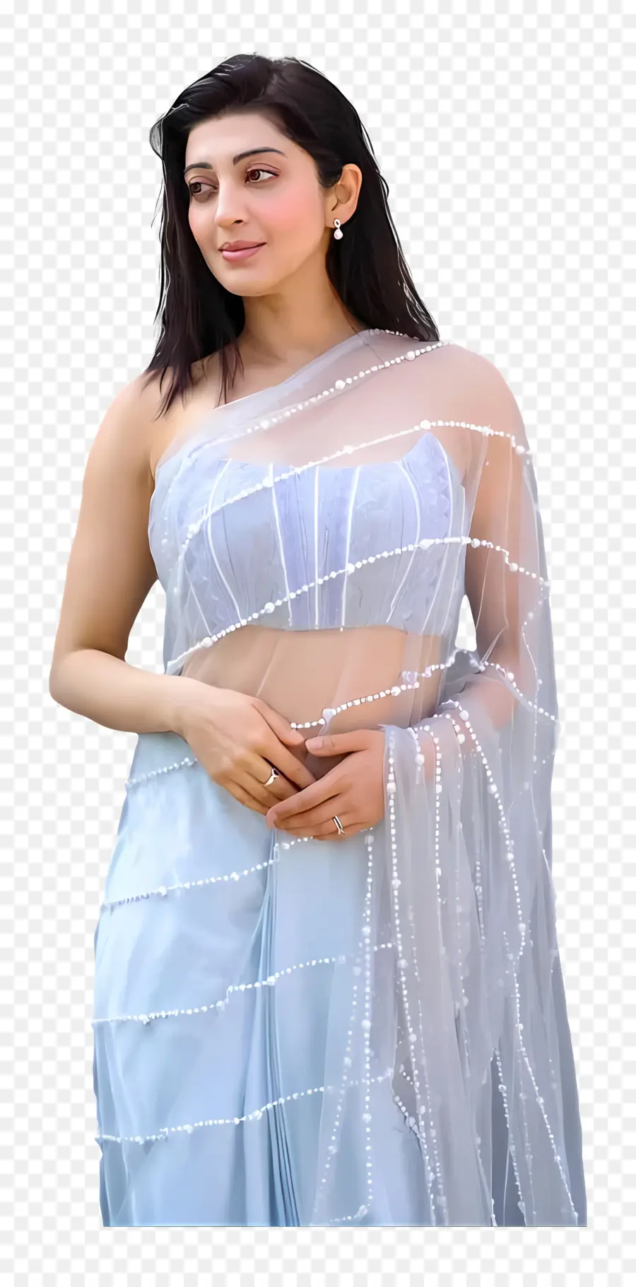 Pranitha Subhash，Sari Azul PNG