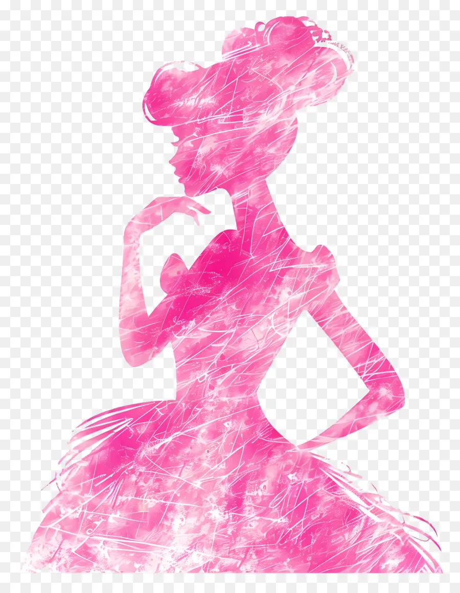 Silueta De Barbie Rosa，Silueta De Mujer Vestida PNG