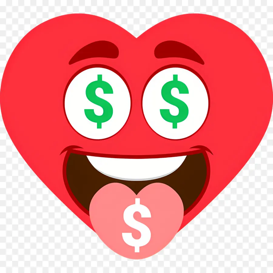 Dinero Emoji，Cara De Corazón Con Ojos De Dólar PNG