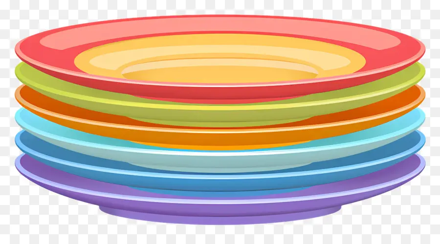 Pila De Platos，Platos Coloridos PNG