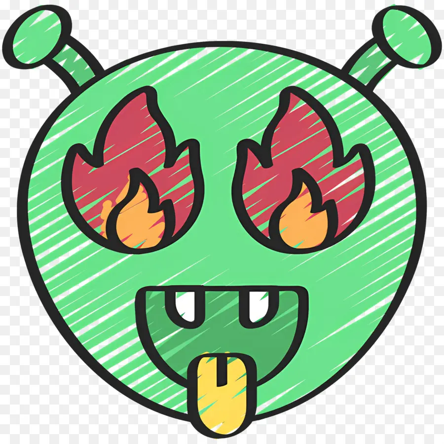 Emoji De Fuego，Alien Con Ojos De Fuego PNG