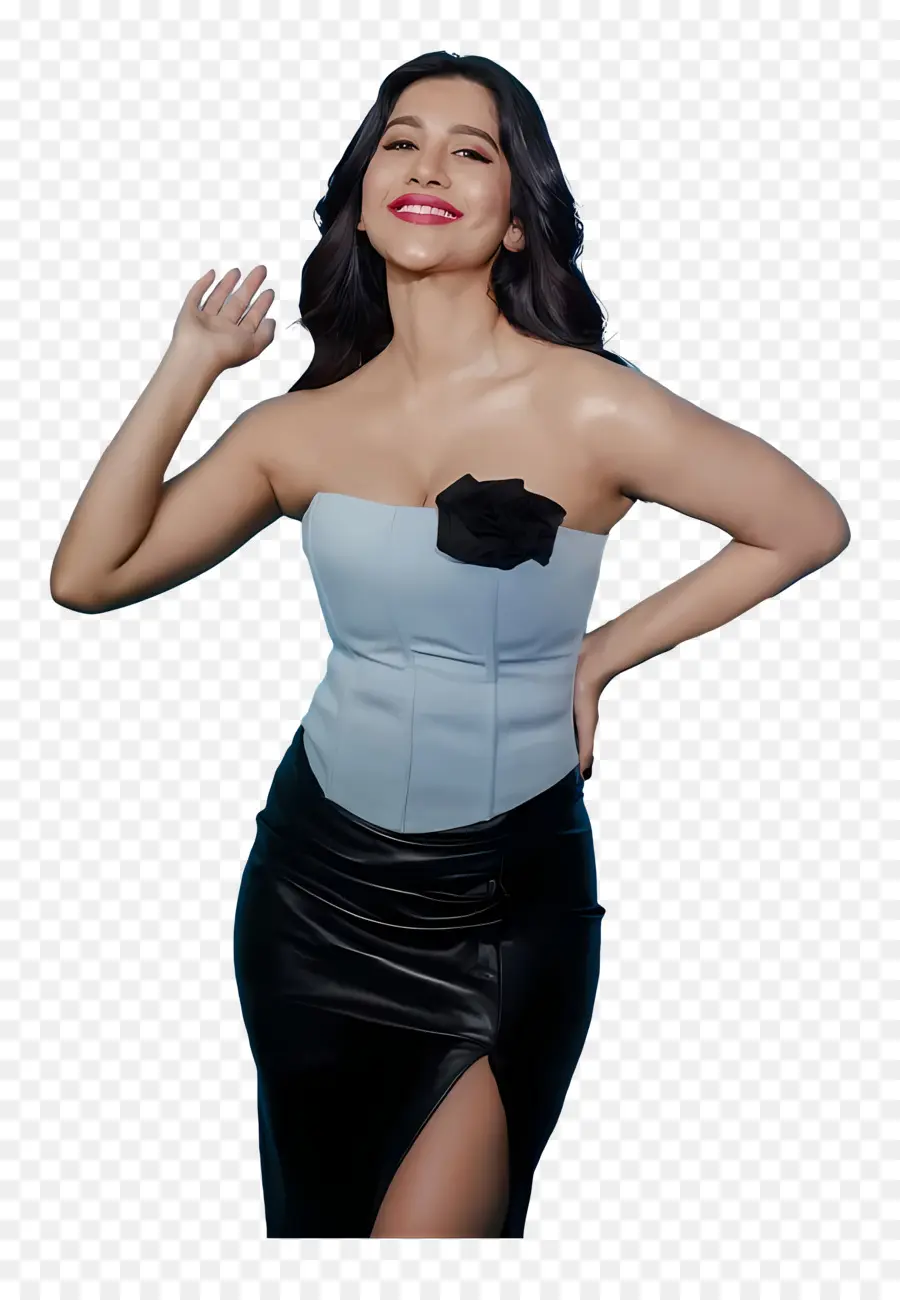 Nabha Natesh，Mujer En Traje Azul Y Negro PNG