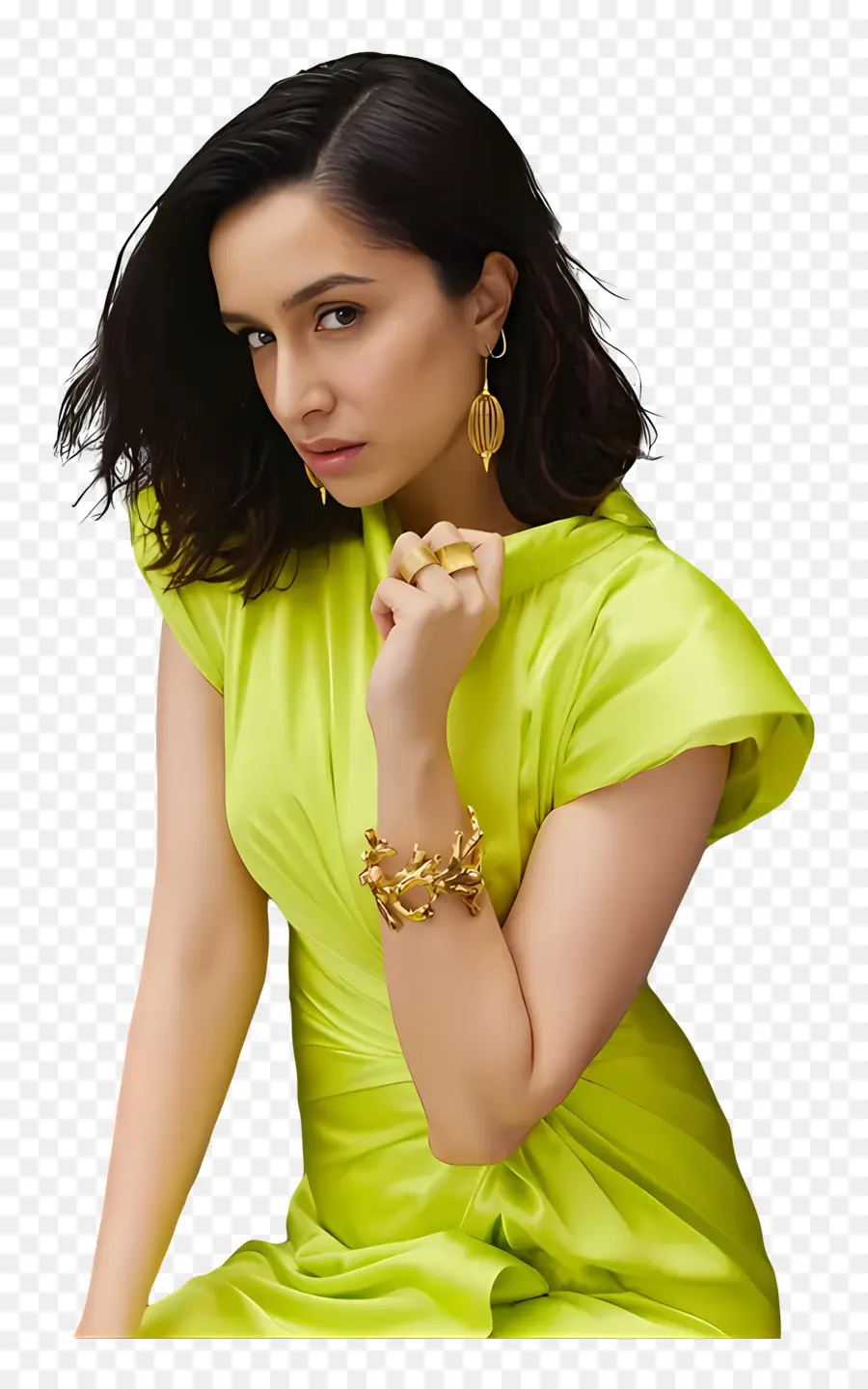 Shraddha Kapoor，Mujer En Vestido Verde PNG