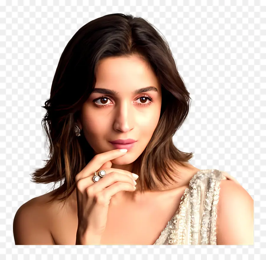 Alia Bhatt，Mujer En Vestido Elegante PNG