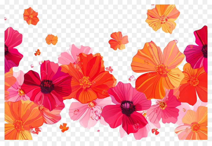 Borde Floral，Flores Coloridas PNG