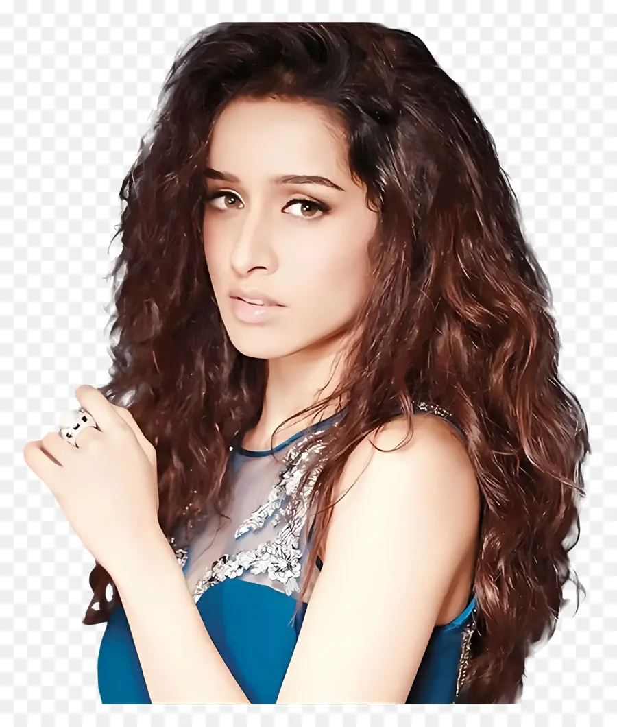 Shraddha Kapoor，Mujer En Vestido Azul PNG