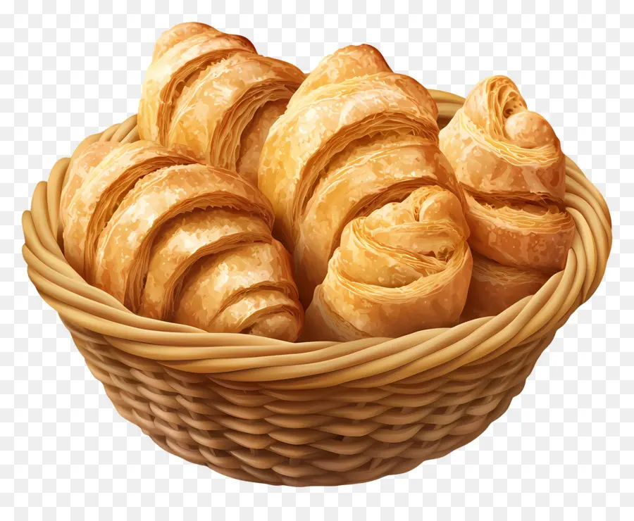 Cesta De Pan，Cesta De Croissants PNG