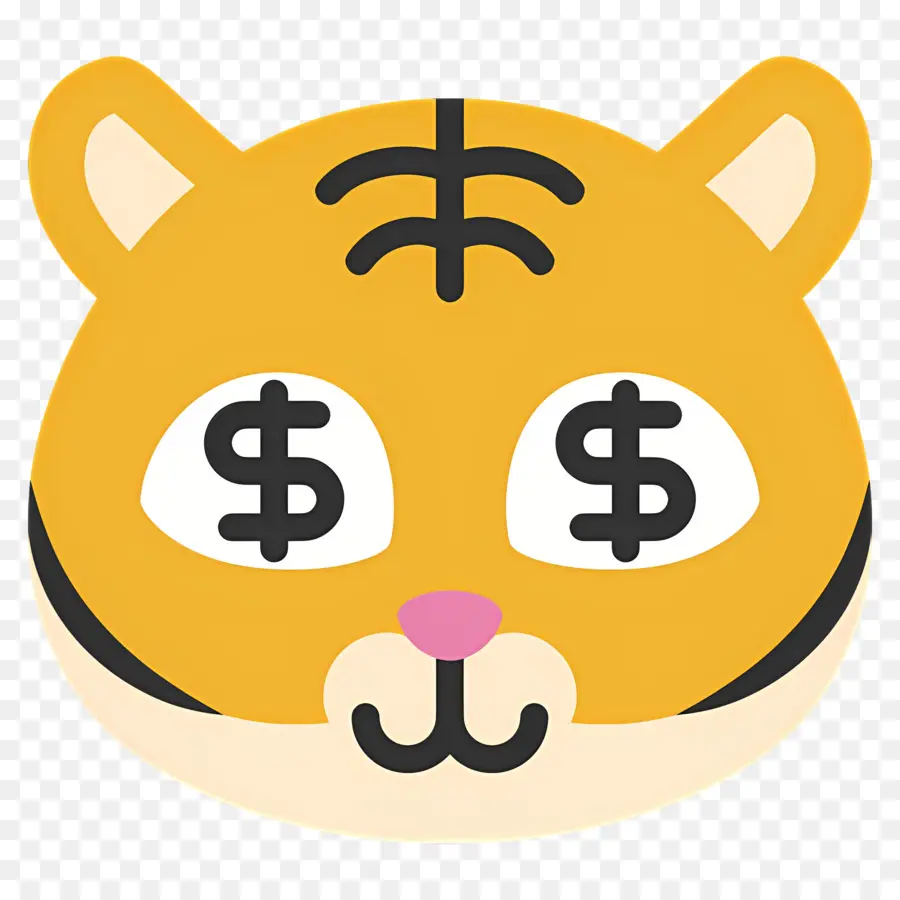 Dinero Emoji，Cara De Tigre Con Ojos De Dólar PNG